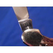 Vintage J A Henckels 2 Blade Canoe with Premium Stag Handles and Hand Forged blade etch: MDL # 1936 Vintage J A Henckels 2 Blade Canoe with Premium Stag Handles and Hand Forged blade etch: MDL # 1936