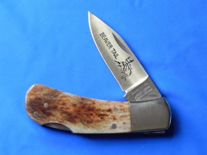 Vintage Parker Medium Lock back Knife with Smooth Appaloosa Bone & Beaver Tail Blade Etch -NICE ONE!