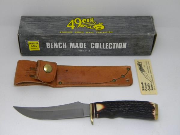 Schrade USA Bench Made Collection 498 Staglon 49ers Fixed Blade Sheath Knife in Box