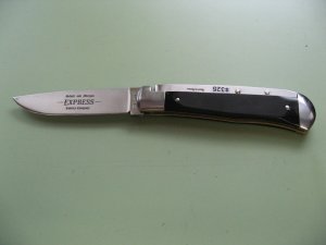 SCHATT & MORGAN #3 EXPRESS AUTO BUFFALO HORN DROP POINT #2 