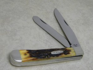 Case XX SS USA 6 Dot (1984) Stag 5254 SS New Grind Trapper Knife