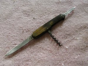 Vintage Kaufmann Horn Handles Knife With Cork Screw