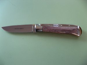 SCHATT & MORGAN #3 EXPRESS AUTO BROWN/RED CAMEL BONE DROP POINT FACTORY SAMPLE