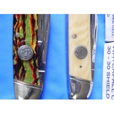 2 Winchester 30-30 Cartridge Series Canittler Pocket Knives with Christmas Tree & Waterfall Handles 2 Winchester 30-30 Cartridge Series Canittler Pocket Knives with Christmas Tree & Waterfall Handles