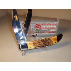 CASE XX - FOLDING HUNTER BURNT BONESTAG #3574 - WITH LEATHER SHEATH - 5 1/4" CLOSED LENGTH CASE XX - FOLDING HUNTER BURNT BONESTAG #3574 - WITH LEATHER SHEATH - 5 1/4" CLOSED LENGTH