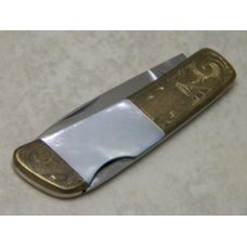 Kershaw KAI Japan Model 5300 Pearl Tiny Lockback Knife with Engraved Bolsters