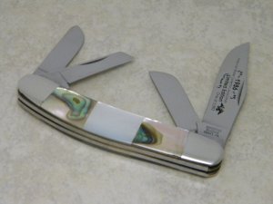 American Blade Chatt. TN Made in Japan Pearl & Abalone 5 Blade Sowbelly ABCA 1986 Club Knife