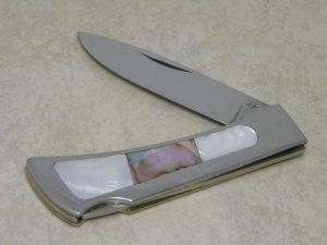 Parker Cut. Co.  Japan Metal with Pearl & Abalone Inlay Eagle Brand Cutlery Lockback Knife