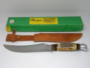 Olsen Knife Co. Solingen Germany Stag 4700 8" BUF Large Fixed Blade Sheath Knife in Box 