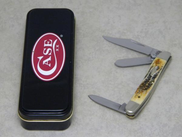 Case XX USA 2004 Genuine Burnt Bone Stag 6.53087 SS Stockman Knife in Tin Box Case XX USA 2004 Genuine Burnt Bone Stag 6.53087 SS Stockman Knife in Tin Box
