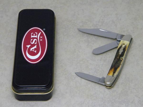 Case XX USA 2004 Genuine Burnt Bone Stag 6.53087 SS Stockman Knife in Tin Box Case XX USA 2004 Genuine Burnt Bone Stag 6.53087 SS Stockman Knife in Tin Box