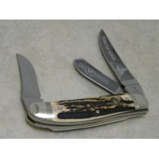 Hen & Rooster Solingen Germany 213DS Stag Quarter Horse Railsplitter Stockman Knife in Box c.1997