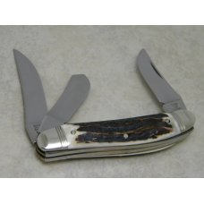Hen & Rooster Solingen Germany 213DS Stag Quarter Horse Railsplitter Stockman Knife in Box c.1997