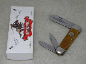 Winchester Trademark USA 2003 Honey Bone 190122 Cartridge Series Sunfish Whittler Knife in Box