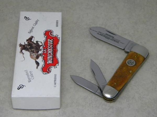 Winchester Trademark USA 2003 Honey Bone 190122 Cartridge Series Sunfish Whittler Knife in Box Winchester Trademark USA 2003 Honey Bone 190122 Cartridge Series Sunfish Whittler Knife in Box