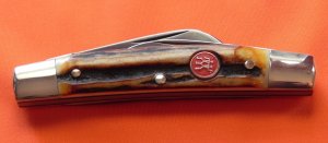 Vintage J A Henckels 2 Blade Half Congress with Premium Stag Handles  - Excellent NOS Henckels!