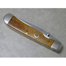 Case XX USA Bone 6154L Chestnut Bone Trapper Linerlock Knife With Horseshoe Inlay Case XX USA Bone 6154L Chestnut Bone Trapper Linerlock Knife With Horseshoe Inlay