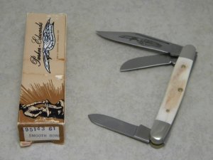Parker Edwards Alabama, USA Eagle Brand Smooth Bone 95143 Stockman Knife in Box c.1980's