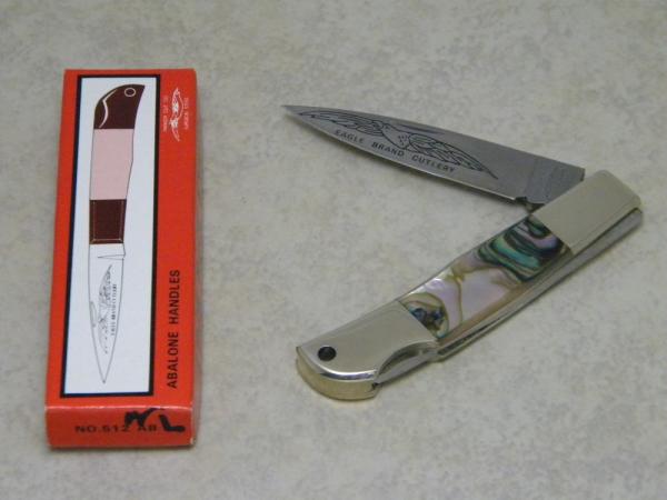 Parker Cut. Co. Surgical Steel Japan Abalone Pearl Eagle Brand Lockback Knife in Box Parker Cut. Co. Surgical Steel Japan Abalone Pearl Eagle Brand Lockback Knife in Box