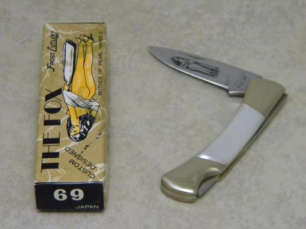 Frost Cutlery Japan Genuine Mother of Pearl "The Fox" Nude Lady Lockback Knife in Box Frost Cutlery Japan Genuine Mother of Pearl "The Fox" Nude Lady Lockback Knife in Box