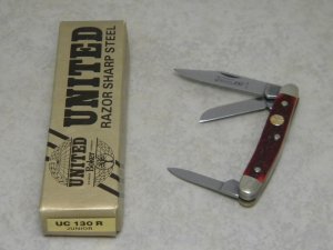 United Boker Solingen Germany Tree Brand Red Bone UC130R Junior Stockman Knife in Box