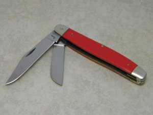 Queen Cutlery Co. Made in USA Smooth Red #63 Stockman Knife c.1970's