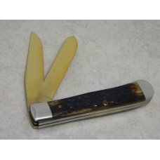 Case XX USA 5 Dot (1985) Bone 6254 "Call of the Wild" Trapper Knife with Gold Blades Case XX USA 5 Dot (1985) Bone 6254 "Call of the Wild" Trapper Knife with Gold Blades