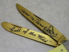 Case XX USA 5 Dot (1985) Yellow 3254 "Call of the Wild" Trapper Knife with Gold Blades Case XX USA 5 Dot (1985) Yellow 3254 "Call of the Wild" Trapper Knife with Gold Blades