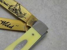 Case XX USA 5 Dot (1985) Yellow 3254 "Call of the Wild" Trapper Knife with Gold Blades Case XX USA 5 Dot (1985) Yellow 3254 "Call of the Wild" Trapper Knife with Gold Blades
