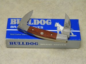 Bulldog Brand Pit Bulls Wood 2 Blade Congress Knife in Box