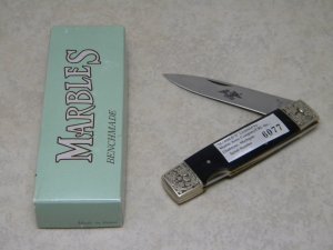 Marbles Bench Made by Tak Fukuta Hand Made Seki-Japan Buffalo Horn Lockback Knife in Box