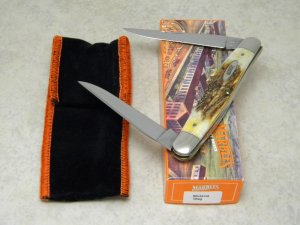 Marbles M.S.A. Co. 01 Gladstone, Mich USA Genuine Stag Muskrat Knife in Box c.2001