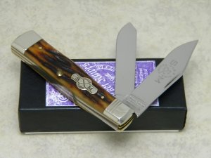 Schatt & Morgan Titusville PA Worm Grooved Bone File & Wire Tested 042140 Pint Gunstock Knife in Box