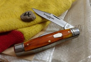 Schatt and Morgan - Keystone Series - #55 Medium Stockman - Smooth Burnt Orange Bone - 4 