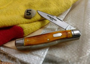 Schatt and Morgan - Keystone Series - #55 Medium Stockman - Smooth Burnt Orange Bone - 5 