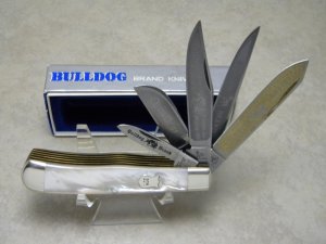 Bulldog Brand Solingen Germany Pit Bulls 20th Anniversary Pearl 5 Blade Trapper Knife in Box c.1998