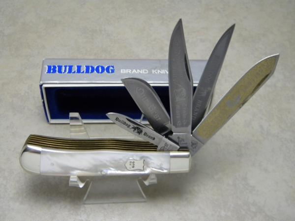 Bulldog Brand Solingen Germany Pit Bulls 20th Anniversary Pearl 5 Blade Trapper Knife in Box c.1998 Bulldog Brand Solingen Germany Pit Bulls 20th Anniversary Pearl 5 Blade Trapper Knife in Box c.1998