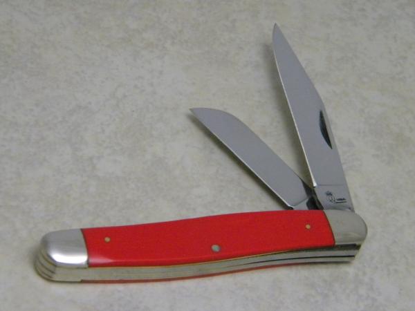 Queen Cutlery Co. Made in USA Smooth Red #63 Stockman Knife c.1970's