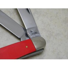 Queen Cutlery Co. Made in USA Smooth Red #63 Stockman Knife c.1970's