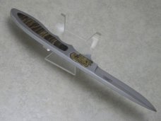 Custom FORTHOFER Whitefish, Mont. Metal with Rams Horn Inlay Fixed Blade Knife with Leather Sheath 