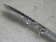 Custom FORTHOFER Whitefish, Mont. Metal with Rams Horn Inlay Fixed Blade Knife with Leather Sheath 