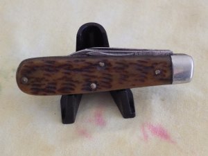 Utica 2 Blade Jack Nice jigged brown bone handles     