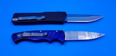 Piranha Blue P-1 Pocket 3.2" 154CM & Lightning OTF 3.25" 440C Automatic Pocket Knives Used Free Ship Piranha Blue P-1 Pocket 3.2" 154CM & Lightning OTF 3.25" 440C Automatic Pocket Knives Used Free Ship