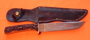 Vintage J A Henckels Premium Stag handled fixed blade hunting knife