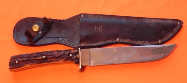 Vintage J A Henckels Premium Stag handled fixed blade hunting knife Vintage J A Henckels Premium Stag handled fixed blade hunting knife