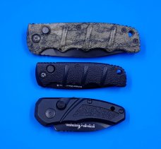 Boker Mossy Oak Camo 74 & Mini 73 Kalashnikovs + Schrade Cali-legal Automatic Pocket Knives Used Boker Mossy Oak Camo 74 & Mini 73 Kalashnikovs + Schrade Cali-legal Automatic Pocket Knives Used
