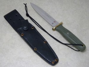 Al Mar Seki Japan Green Model 4002 AF Applegate / Fairbairn Fighting Dagger Fixed Blade Sheath Knife
