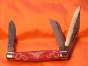 Vintage 1975 Schrade/Parker-Frost ARMY Military Service Stockman Pocket knife w Faux Damascus Blades