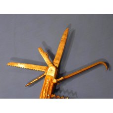 Antique J A Henckels Farriers / Camping / Survival knife w/ Stag Handles -9 Blades/Tools - RARE ONE!