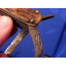 Antique J A Henckels Farriers / Camping / Survival knife w/ Stag Handles -9 Blades/Tools - RARE ONE!